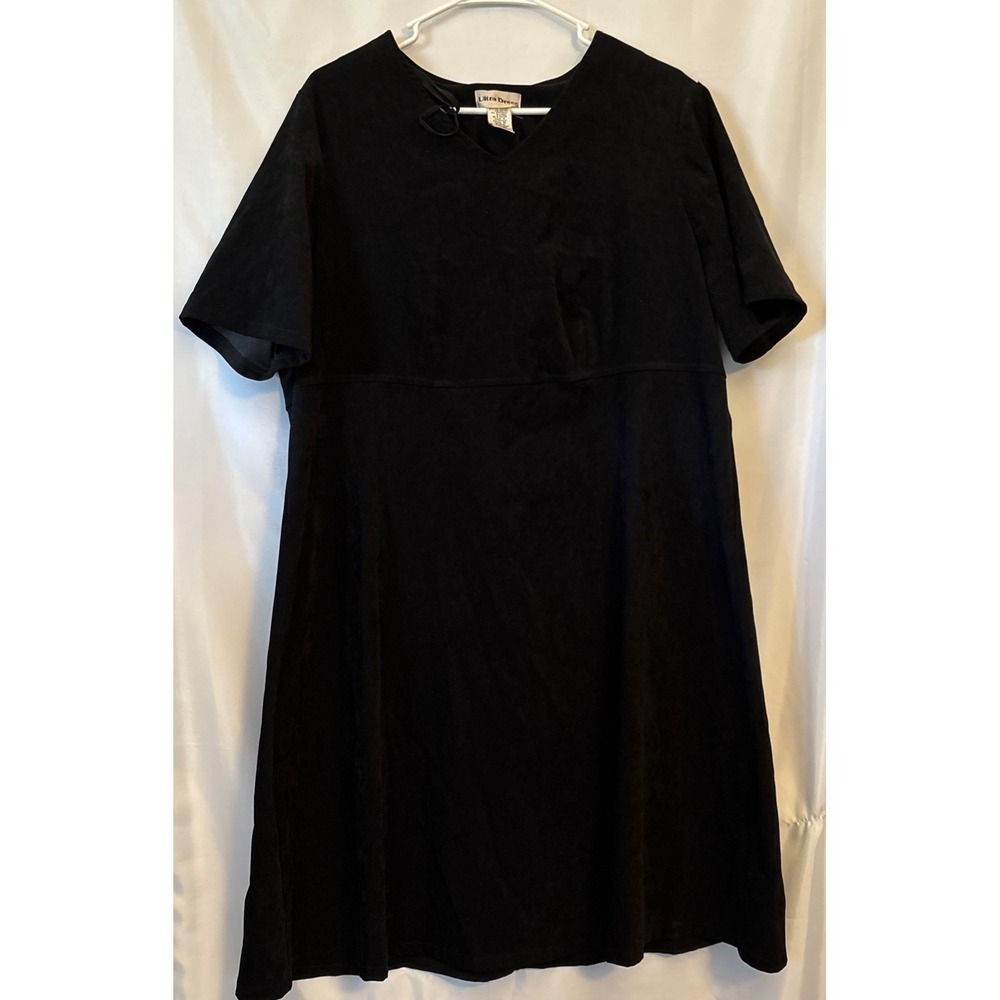 90's Goth Black Velour Empire Waist A Line Midi Dress Minimalist Dark Romance 20